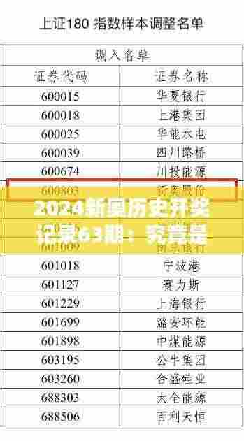 2024新奥历史开奖记录63期:究竟是什么造就了这一期的激动人心?