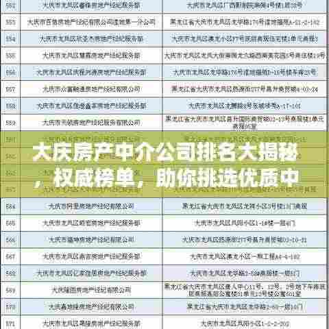 大庆房产中介公司排名大揭秘,权威榜单,助你挑选优质中介!